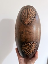 Hand-carved wooden vase