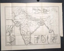 Original 1922 Railway Map of India Showing Railways Jharia Agra Calcutta 