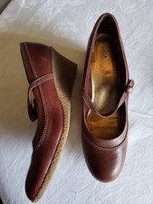 Marks & Spencer Ladies Brown Leather Wedge Shoes Size 6.5