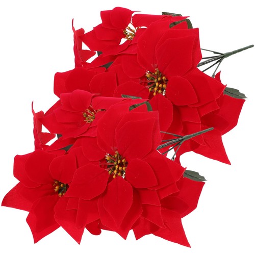 Pcs faux poinsettia flowers - 2,