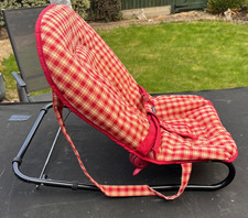 MOTHERCARE ADJUSTABLE RED-CHECK BABY ROCKER SUITABLE under 9kg (20lbs)