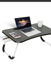 SXCDD Folding Laptop Table Portable Bed Notebook Desk Drink Holder Drawer