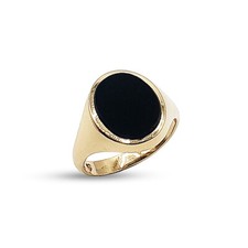 Gold Mens Ring - 9ct Gold Onyx Ring Mens Large Size S Solid 15mm