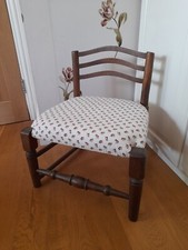 ANTIQUE LOW CHAIR OAK CHILDREN/BEDROOM  LAURA ASHLEY NEW COVER  35CM W50 H55CM