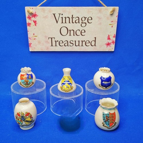 Crested china x vases - x, pots