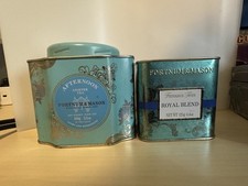 2x FORTNUM and MASON Peacock Butterfly Blue Tea Caddy Metal Tin Empty