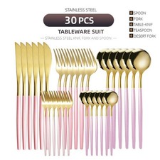 30X CUTLERY DINNER SET STAINLESS STEEL METAL TABLEWARE FORKS TEA SPOONS POLISH