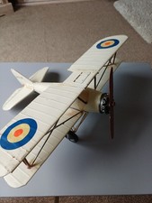 Large Tin Plate Metal Model Bi Plane Aircraft Airplane RAF Decor Ornament