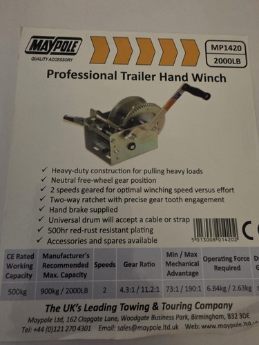 Maypole trailer hand - hand, winch