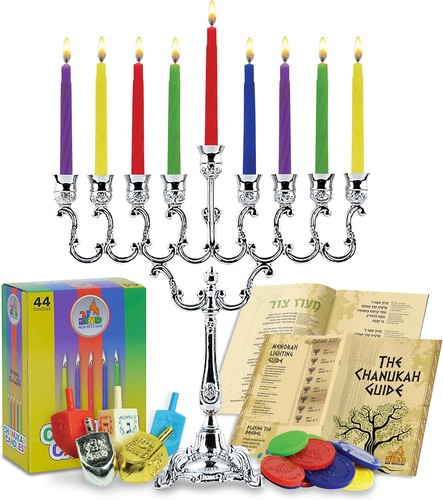 Hanukkah menorah complete full - hanukkah,