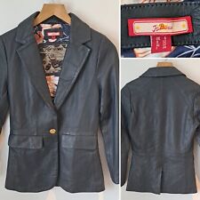 JOE BROWNS WOMENS GREY SHEEPS LEATHER SINGLE BUTTON-UP JACKET SIZE 6 BLAZER