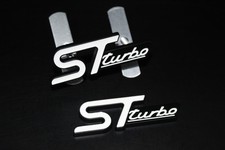 White Black Front Grille & Boot Badge Set Fit For Ford ST turbo