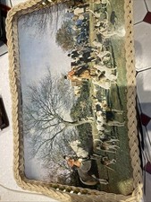 VINTAGE wicker tray Hunting