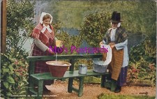 Wales Costume Postcard, Welsh Ladies Washing Clothes. Domestic Chores  RS38957