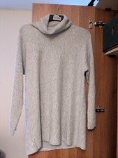Bartolini Vintage Ladies Grey Merino Wool Cashmere Blend Long Knit Jumper Large