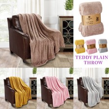 Teddy Bear Fleece Plain Throw