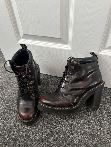 Martens red leather - martens, heeled