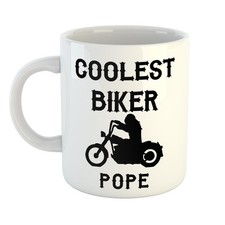 COOLEST BIKER POPE Mug – The Mug Every Rider Needs – New Arrival – Premium