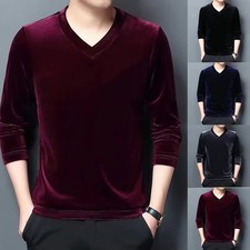 Velvet Fabric Men V-neck