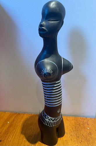 African carved female figure - african,