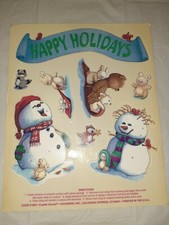 Vtg Santa Vinyl Window Clings