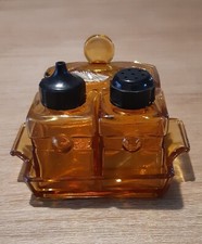 Art Deco Amber Glass Cruet Set