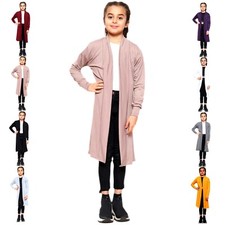 Girls Cardigan Long Sleeves Boyfriend Maxi Floaty Open Front Top School Sweater