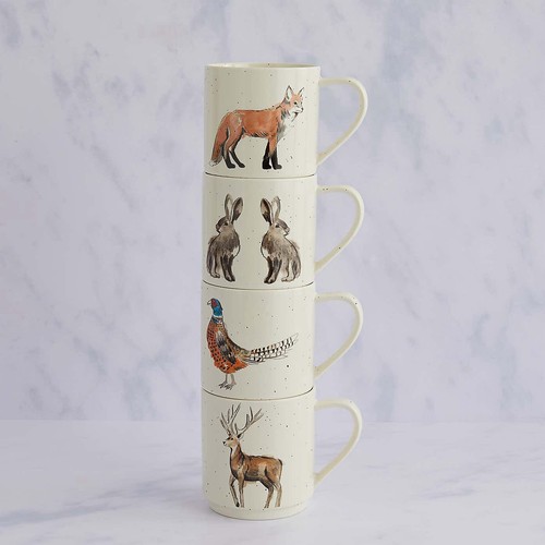 4pc stacking ceramic - ceramic, coffee