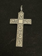 Detailed Heavy Cross Pendant 925 Sterling Solid Silver 1.9 Inch (4.8cm) 6.7g