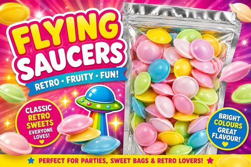 Flying saucers retro sweets - retro, |