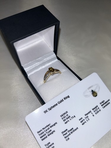 Sphene yellow gold ring - yellow,