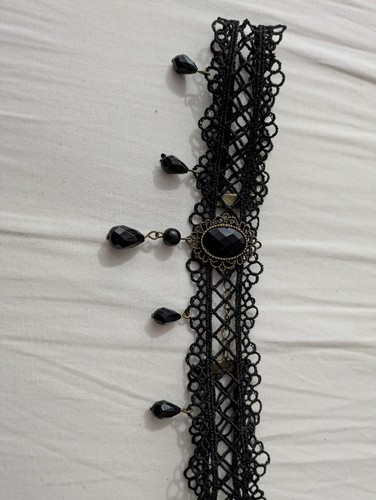 Gothic black lace choker with - choker,