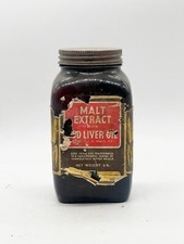 VINTAGE BOOTS MALT EXTRACT COD LIVER OIL ADVERTISING BOTTLE EMPTY