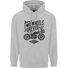 Two Wheels Forever Motorcycle Cafe Racer Mens 80% Cotton Hoodie