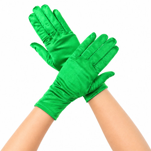 Ladies short satin - short, gloves