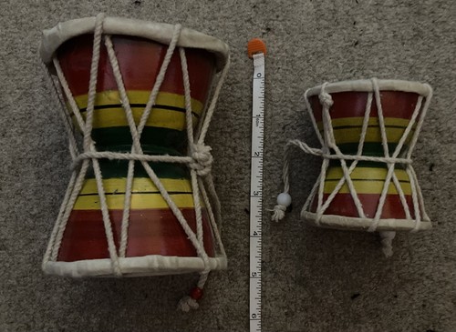 Pair indian hand - made, damaru