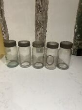 5 X Vintage Glass Preserving Canning Jars - with glass lids 'British Made' 2lb