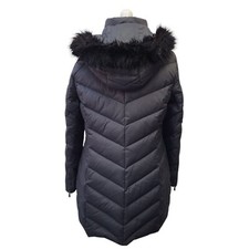 DKNY Black Long Hooded Coat UK Women's Size L K791