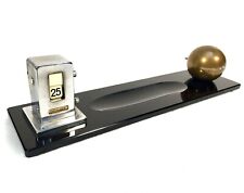Antique Glass & Chrome Art Deco Desk Stand with Perpetual Calendar / c.1930