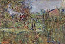 PAUL KRON (1869-1936) SIGNED FRENCH IMPRESSIONIST OIL CANVAS - COTTAGE LANDSCAPE