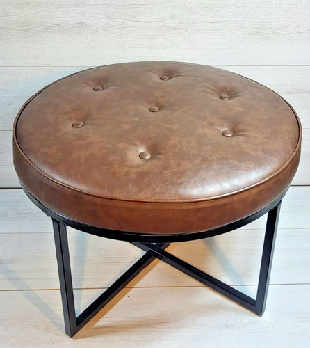 Brown faux leather round - brown,