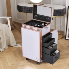 Makeup Trolley Desk Manicure Table Salon Nail Art Table Fold Rolling Train Case