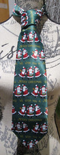 Mens Christmas Xmas Santa Claus Green Silk Tie by Tie Rack