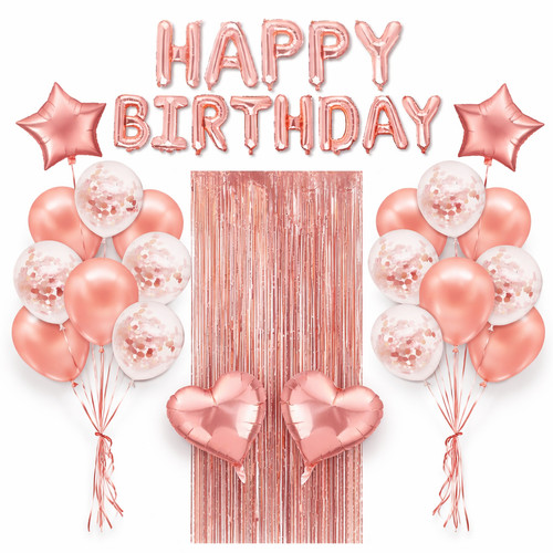 Rose gold balloons happy - gold,