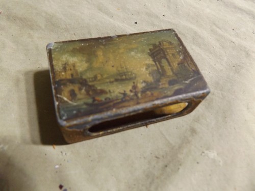 Antique metal matchbox cover - metal,