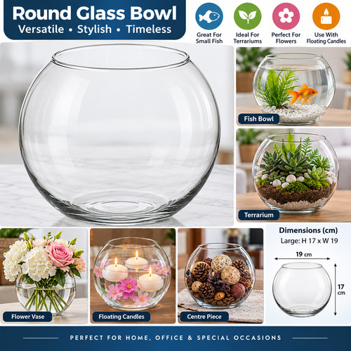 19cm decorative round glass - 19cm,