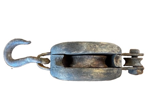 Antique wooden barn pulley - wooden,