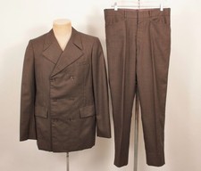 Men's VTG 60s Brown Double Breasted Suit Suit Sz S-M 1960s 2 PC
