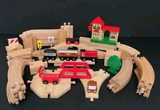 Wooden Train Set Bundle Track Station Scenery Bridge 68 Piece Traditional 