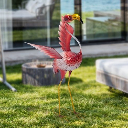 Large metal flamingo - metal, yard